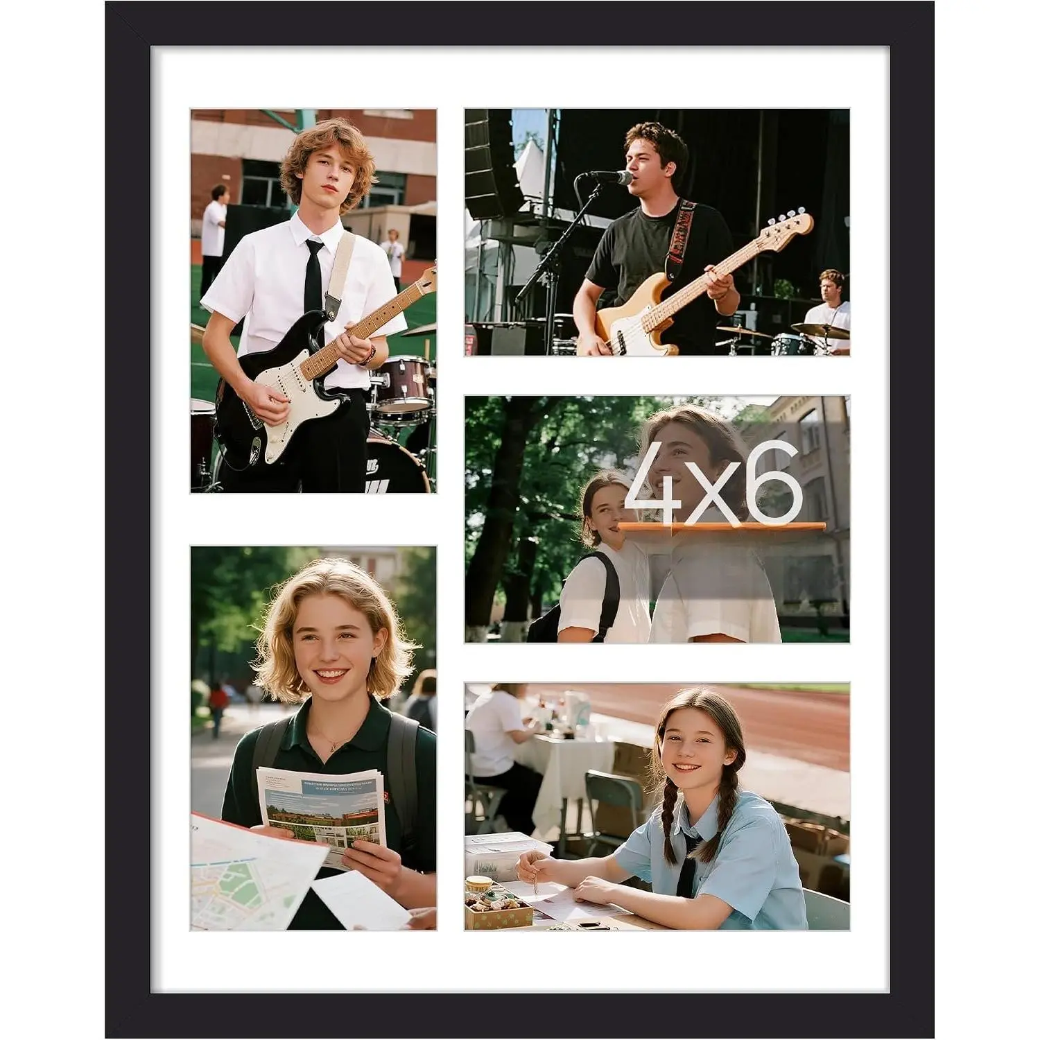 11x14 Collage Frames, 5 Picture Frame 4x6, Black, 1 Pack | Fit 5 4x6 or 11x14 Photo, Picture Frames Collage Wall Decor, For Hallway Entryway Bedroom Living Room