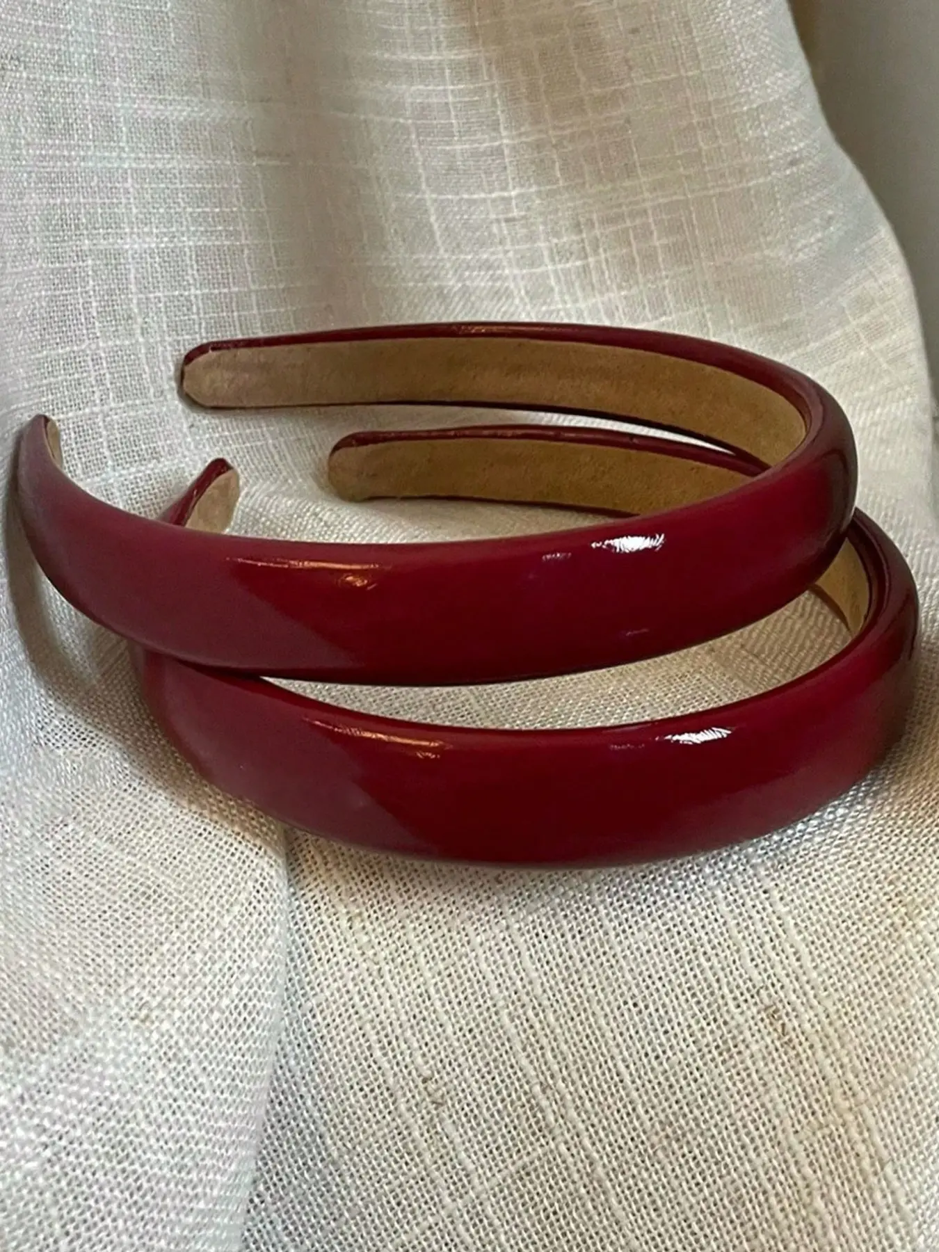 2pcs Vintage Red Faux Leather Headband, Simple Daily Wear Top Knot Hair Hoop, Non-Slip Hair Accessories Headbands ,Hairband For Women Head Accessories