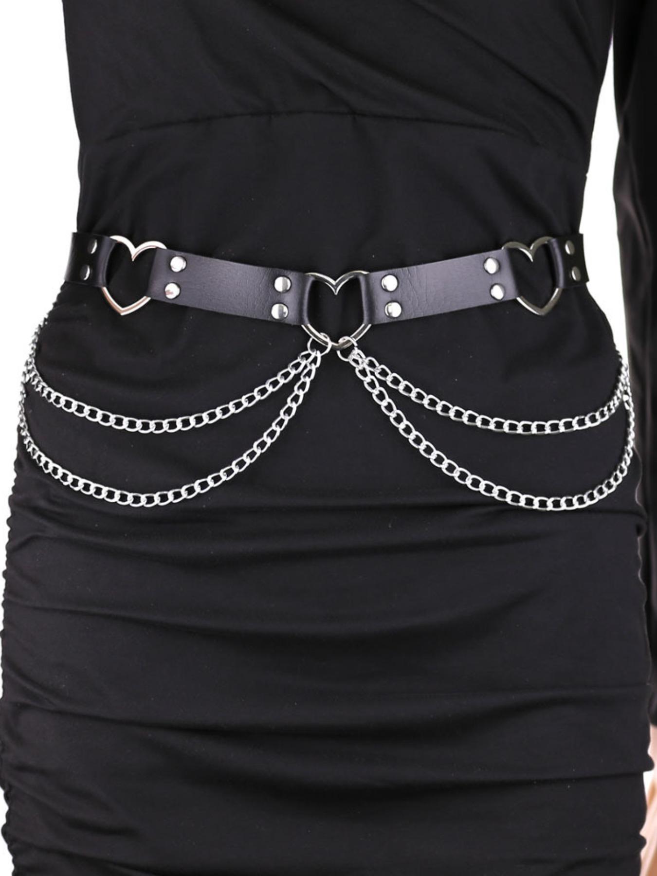 Women's Heart Decor Chain Belt, Fashionable Punk Style Waist Belt for Party, Everyday Accessories, Trendy All-match & Exquisite Belt for Birthday Gift, Casual Dress Belt, Stylish Belts