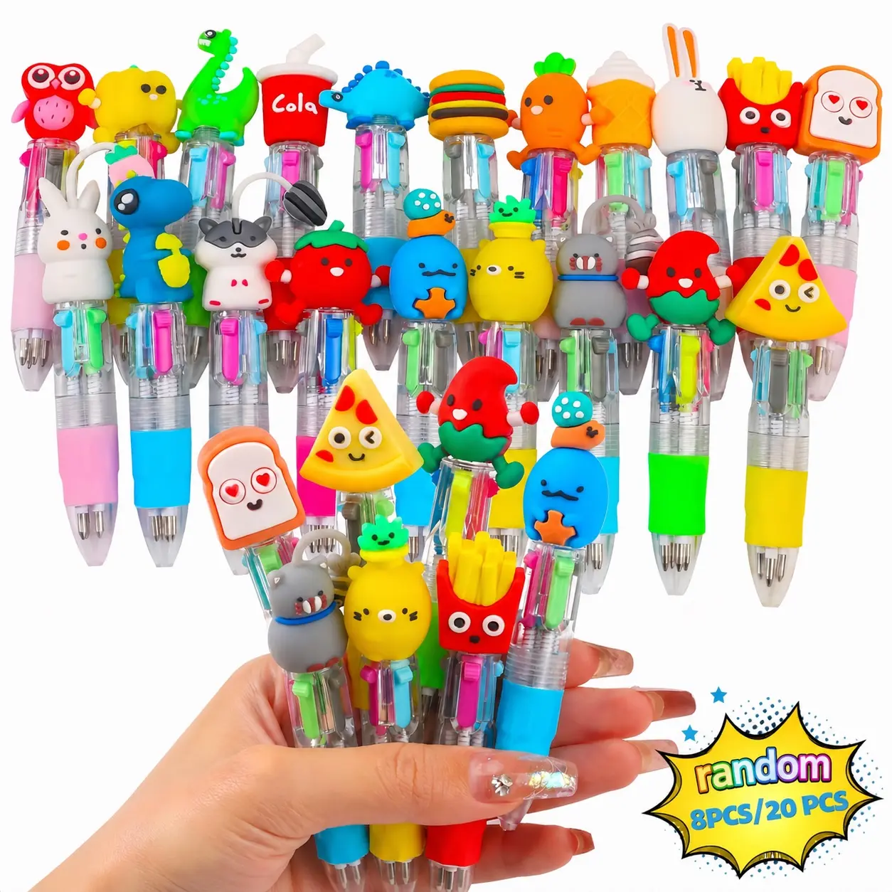 Mini Multicolor Ballpoint Pens, Pen Set, Four-In-One Cute Design, Suitable for Kids Boys Girls, Fun Cartoon Pens, Aesthetic Pens, Ideal Party Gift, Teacher Supplies, Writing Stationery