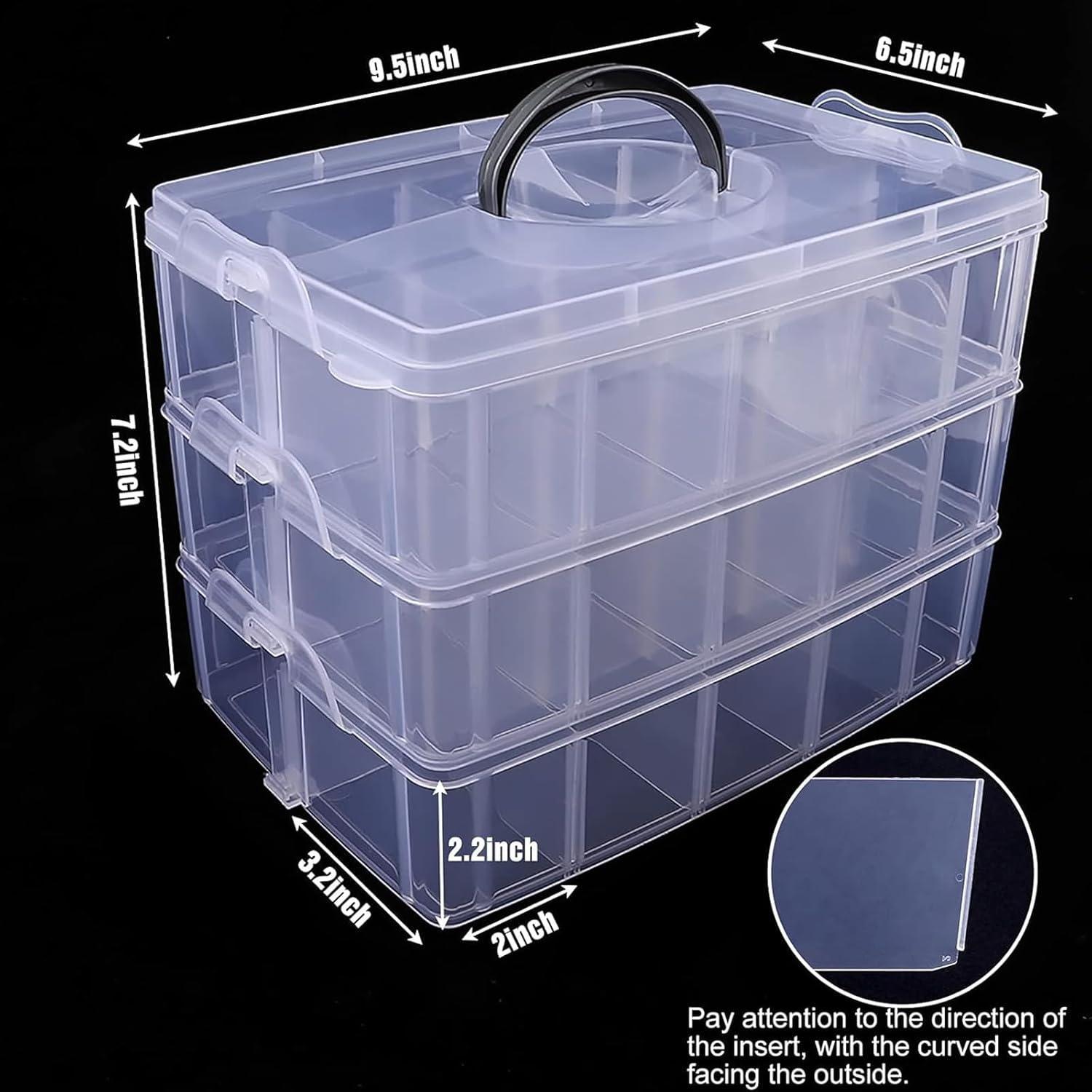 3-Tier Stackable Storage Container Box with Dividers-30 Compartments, Bead Organizers for Art Craft Storage, Washi Tape, Kids Toys, Jewelry, Beauty & Sewing Supplies