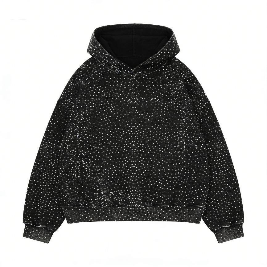 2026 Rhinestone Glitter Unisex Spring Oversized Hoodies Sparkly Long Sleeve Shirts Party Hooded Sweatshirts Tops