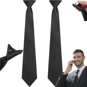 2 Pieces 20 Inches Men's Clip on Ties, Solid Color Pre Tied Neckties, Easy Wear No Knot Formal Business Clip-on Ties for Office Uniforms Daily Work Wear