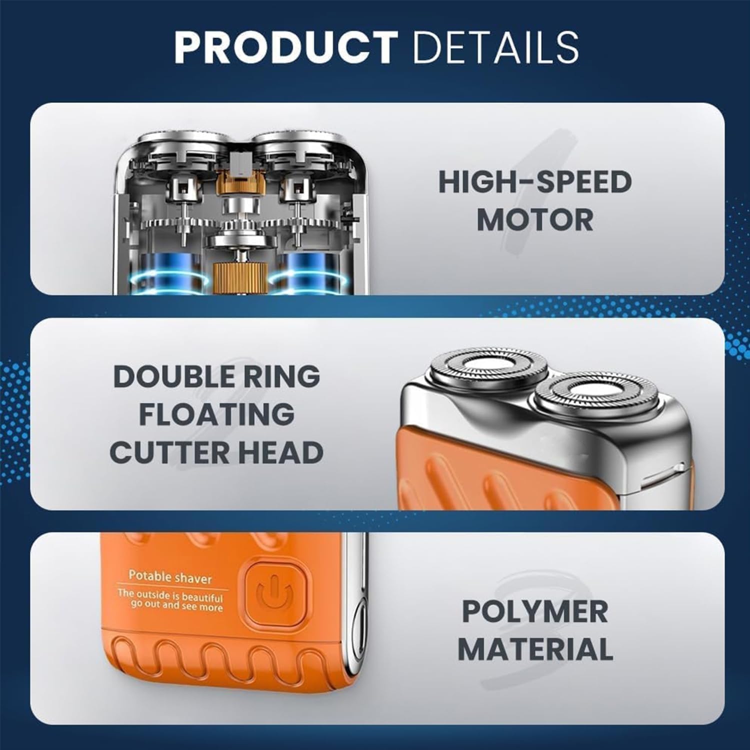 Portable Mini Electric Shaver for Men, Dual Ring Rotary Razor, USB Rechargeable Magnetic Washable Beard Trimmer for Home & Travel Portable Mini Electric Shaver for Men, Dual Ring Rotary Razor, USB Rechargeable Magnetic Washable Beard Trimmer for Home & Travel