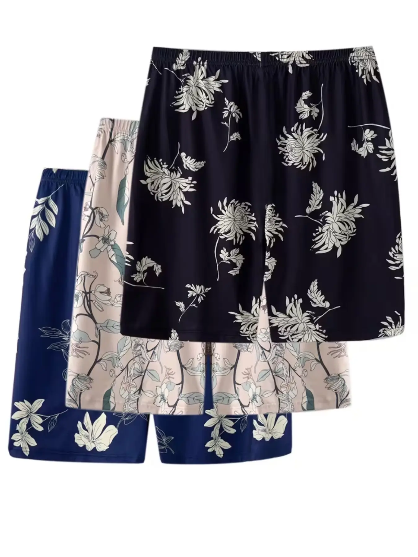 3-Pack Floral Print Summer Shorts, Loose-Fit Lightweight Beach Pants, Casual All-Season Home Wear, Comfortable and Stylish