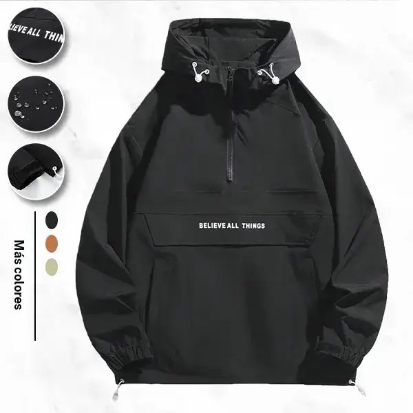 Men's Hooded Half Zip Jacket Street Style Trendy Fabric Letter Print Hooded Drawstring Half Open Front Large Pocket Loose Fit Oversized Casual Commuting Outdoor Trendy Versatile Statement Piece pocket half zipper mens hoodie jacket coat outdoor clothing s