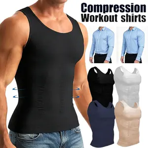 1/2/3 Pack Menswear Shapewear Compression Tank Top Body Shaper Tummy Control Workout Daily Casual Undershirt Breathable Elastic Soft Stretchy Fabric Sports Sleeveless Fitted Underwear Shirt