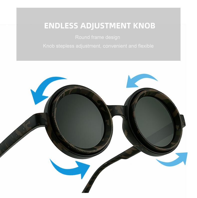 New Model ND Adjustable Zoom Sunglasses for Men, Round Frame, High-End Polarized Glasses for Driving