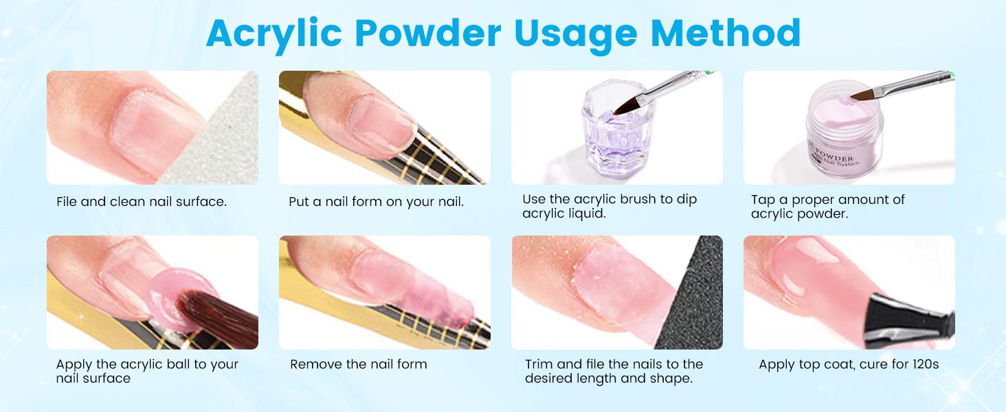 Nail Kit for Beginners with Everything: Professional Acrylic Powder Liquid Set with Nail Practice Hand Drill U V Light in Cosmetic Bag Gift for Women Salon Home (Blue)