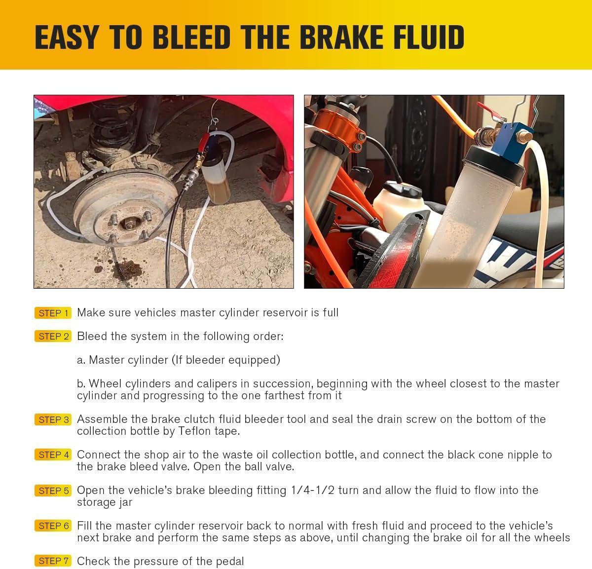 Brake Bleeder Hose,One Way Check Valve Tube Bleeding Tool Kit for Car Motorcyle Clutch, 2025 Upgraded Universal Brake Fluid Bleeder Kit for Hydraulic Brake System, Soft Tube with Metal Clips【Non-automotive accessories】