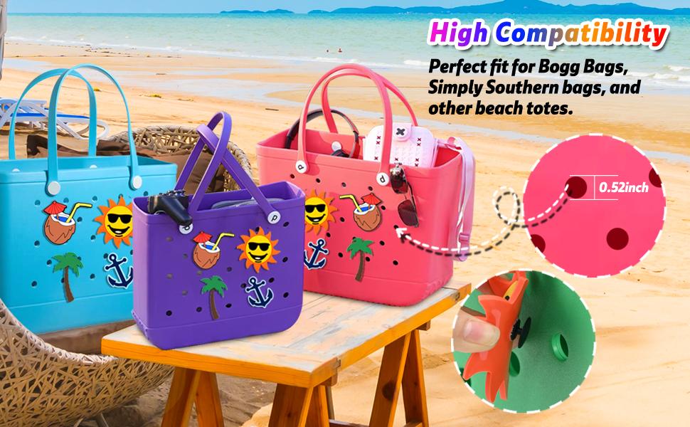 4Pcs Beach Bag Accessories PVC Rubber Totes Inserts Charms for Bogg Bag