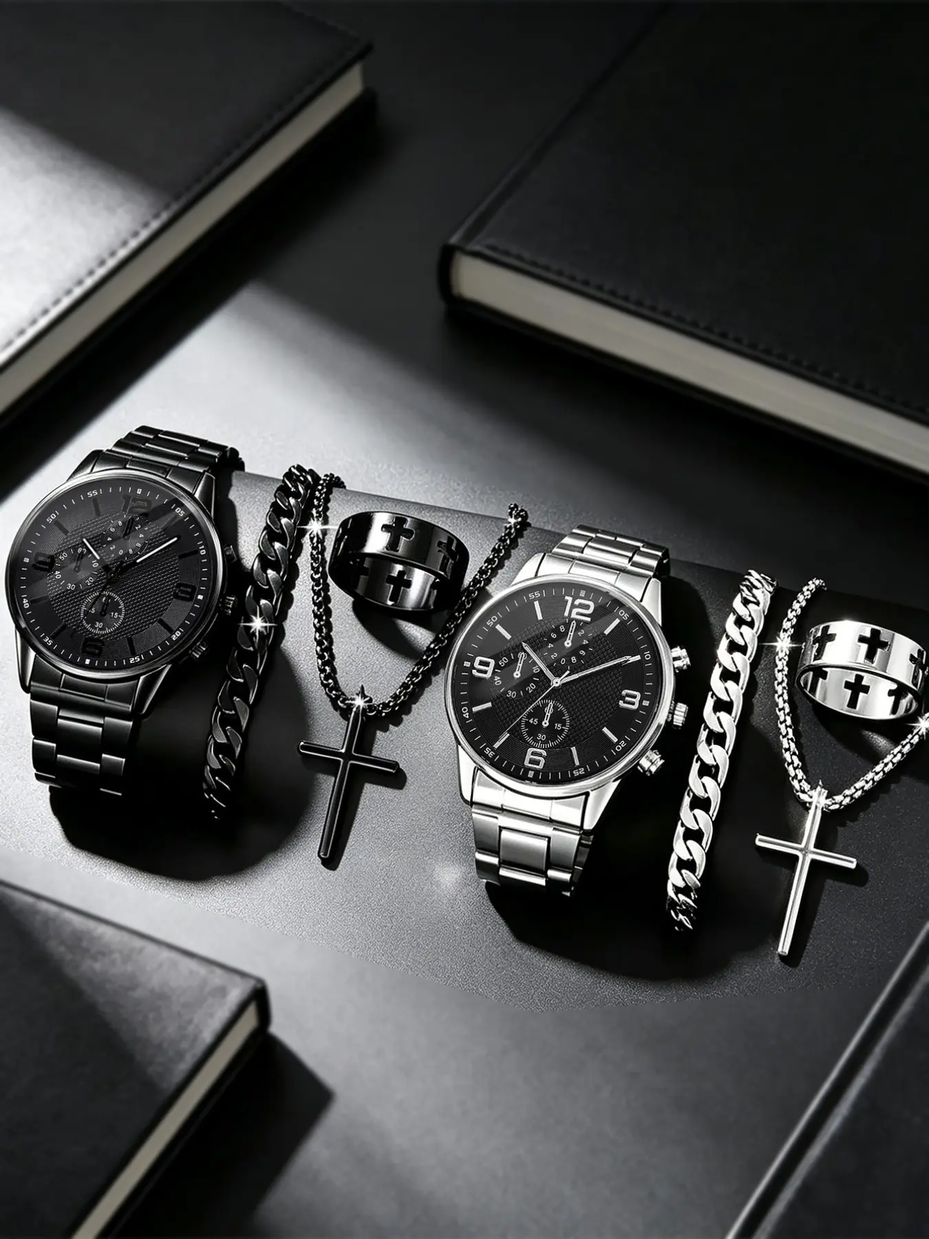 Luxury Men's Watch Set, Casual Stainless Steel Analog-Digital Watch, Perfect Gift for Father's Day, Birthday, Ramadan, Memorial Day