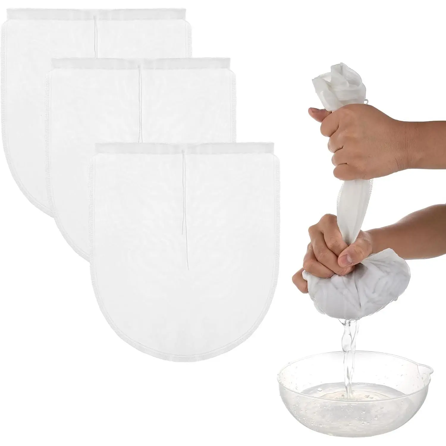 Cheese Bags, 3 Pack 12" x 10" Nylon Reusable Fine Mesh Cheesecloth Strainer Nut Tea Beer Juice Filter Cloth for Cold Brew Coffee Yogurt Almond Soy Oat Milk
