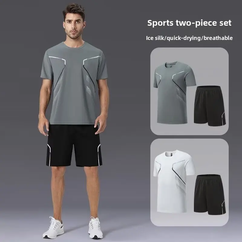 Sports Suit Fitness T-Shirt Short Sleeve Shorts Running Summer Training Fitness Clothes Badminton Clothing gym wear
