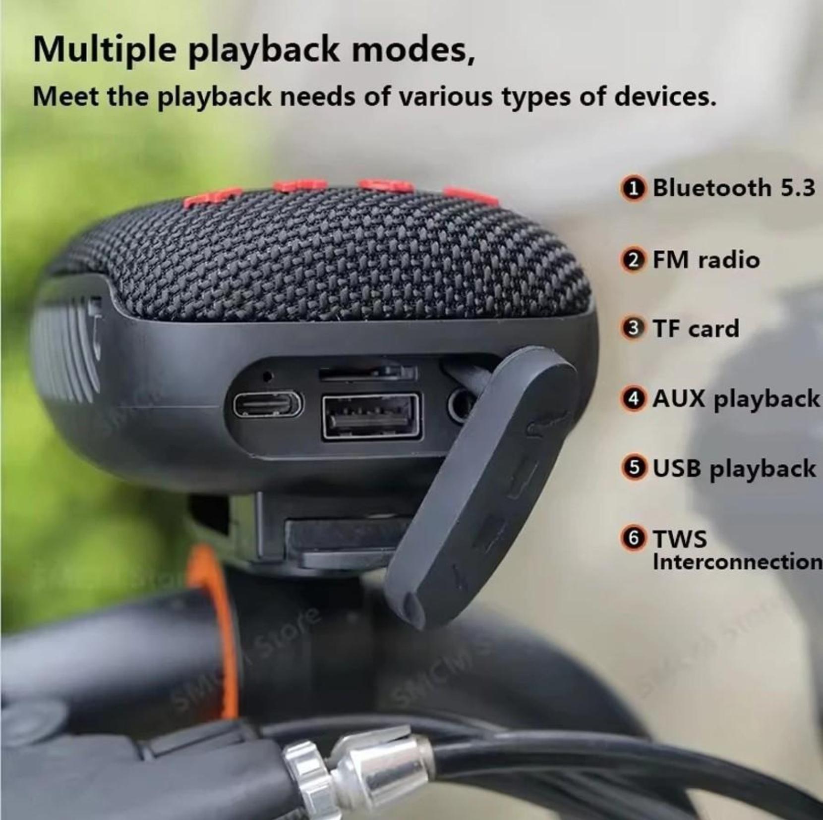 Wireless Portable Bluetooth Speaker, FM Radio Waterproof TWS Subwoofer, Mini Outdoor Loudspeaker Bass Sound Box for Bicycle Cycling, Weatherproof Music Speaker
