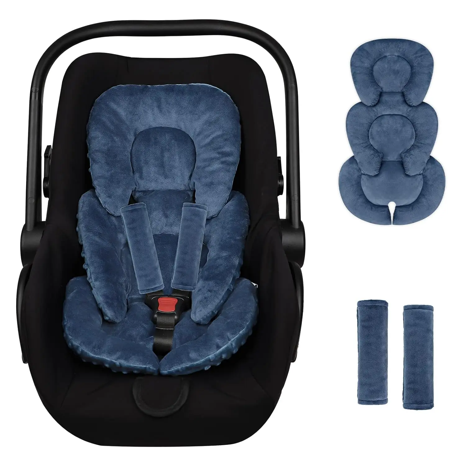 Infant Car Seat Insert Head and Body Support, Reversible Newborn Insert for Carseat with Strap Pads, Soft Stroller Cushion Pillow Insert for Boys and Girls, Fits for Stroller, Swing, Blue