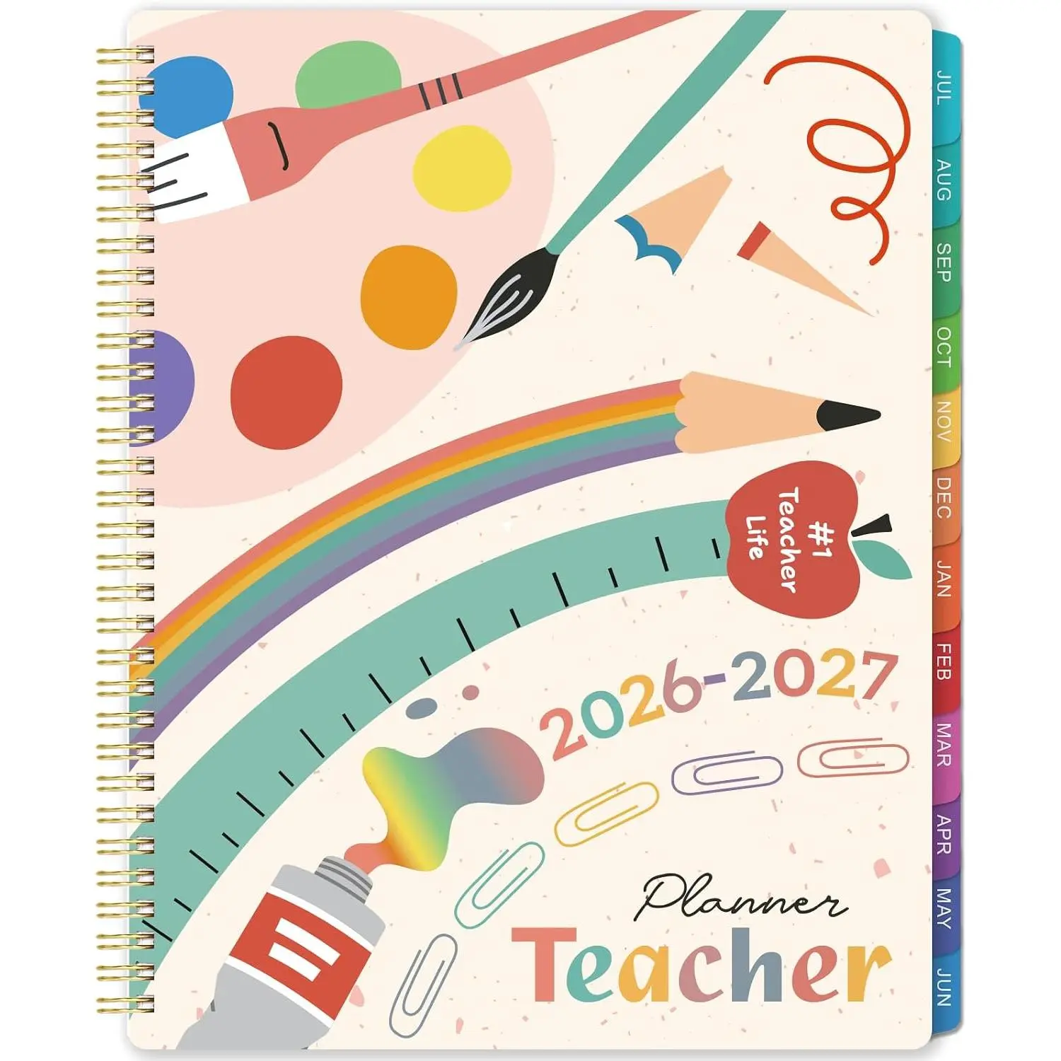 Teacher Planner 2026-2027 - Teacher Lesson Planners 2026-2027, 8.5" x 11" | July 2026- June 2027, Academic Planner for School Year with Colorful Tabs and Inner Pocket