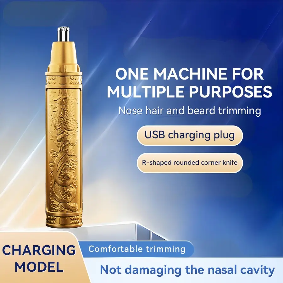 USB Rechargeable Nose Hair Trimmer, Multi-Functional Safe Rounded Blade, Pain-Free Nose Hair Removal, Mustache Grooming Tool