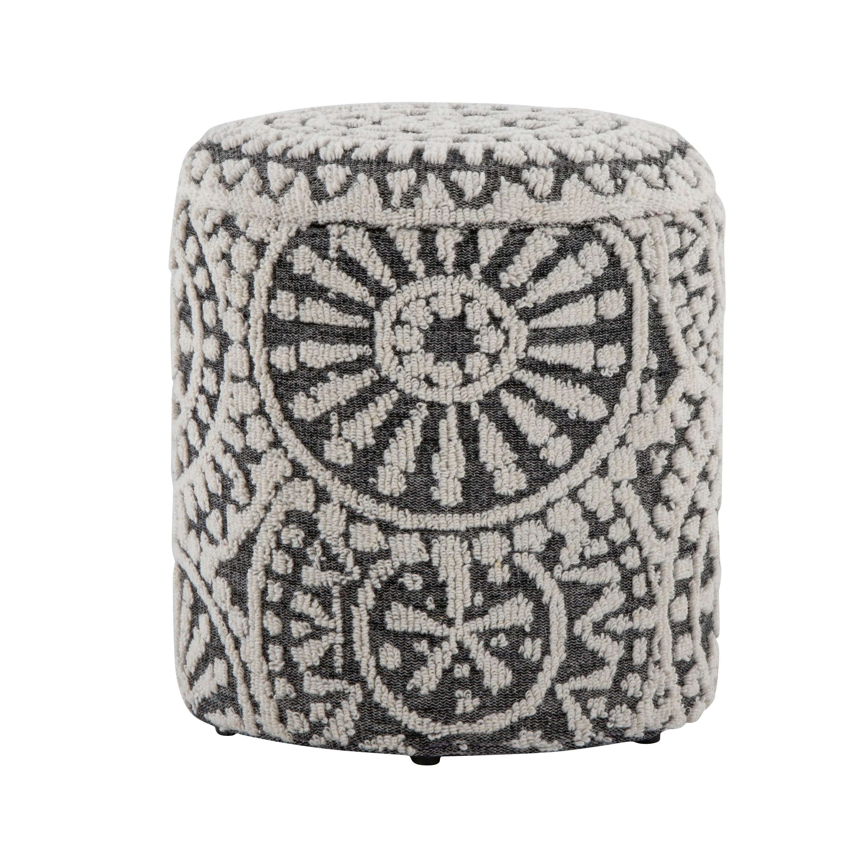ARCH 18 Inch Storage Ottoman with Lid, Handwoven textured fabric Tufted Knitted Ottoman Bench, Black and Ivory Decorative Storage Box for Living Room Bedroom Entryway, Footrest Seat and Hideaway Organizer, Home Furniture and Household Product Search Terms