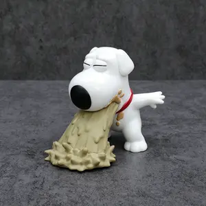 Family Guy Brian Griffin Vomiting Figure, Classic Funny Scene Replica, Dog Design, Collar Detail, High-Quality PVC Material