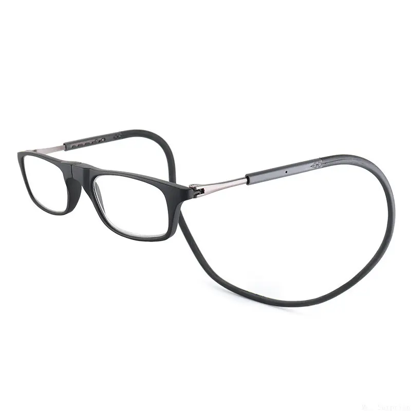 Lightweight Unisex Magnetic Snap Neck Hanging Presbyopia Glasses, Foldable Structure with Retractable Extendable Temples, Convenient Portable Eyewear for Elderly Daily Reading Use