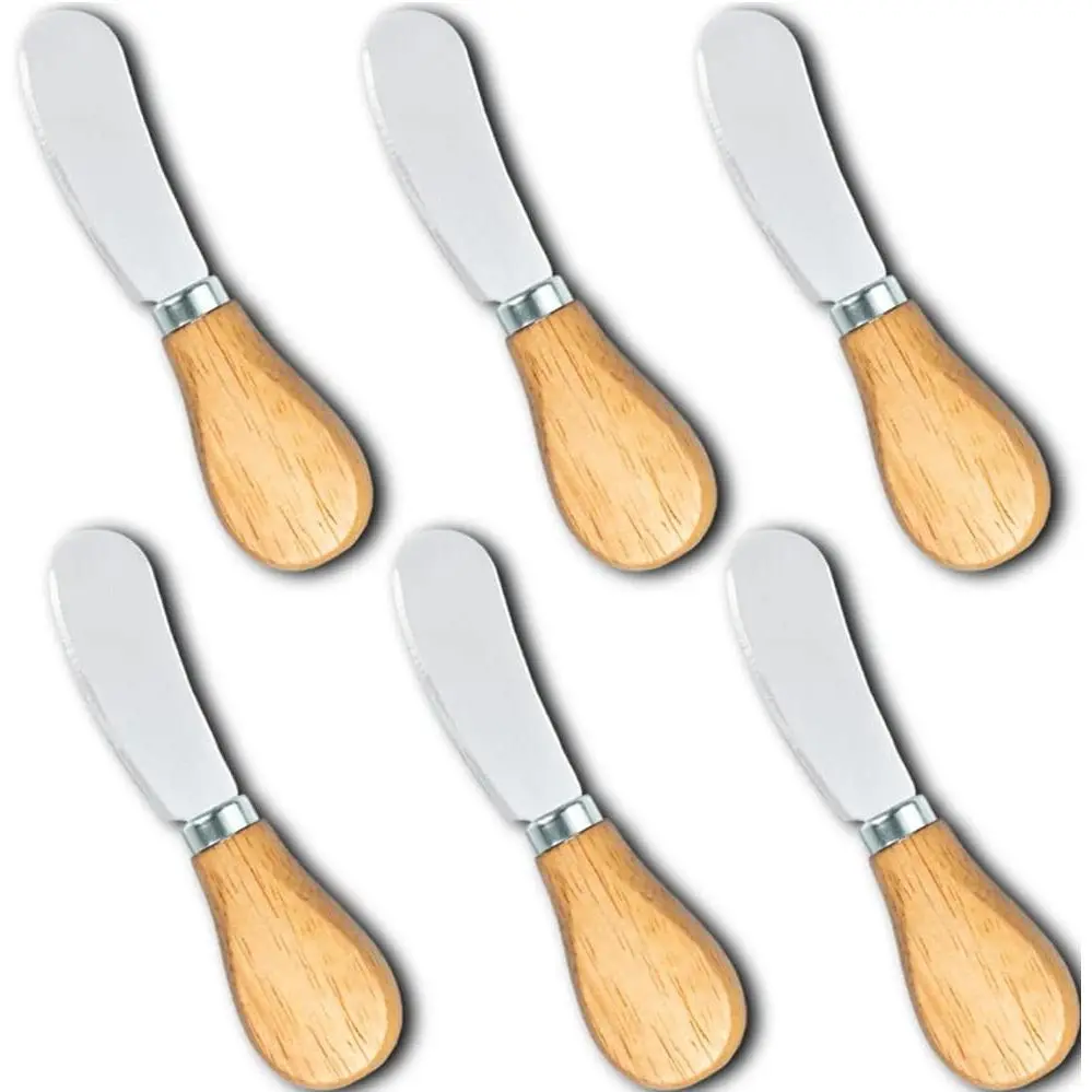 Small Cream Cheese Spreader  Set,Wooden 5in,Stainless Steel Butter  Spreader for ,Condimets,Dips,Appetizers,Jam,Pastry,Sandwich,Toast,Bagel,Charcuterie Board Serving Party Supplies
