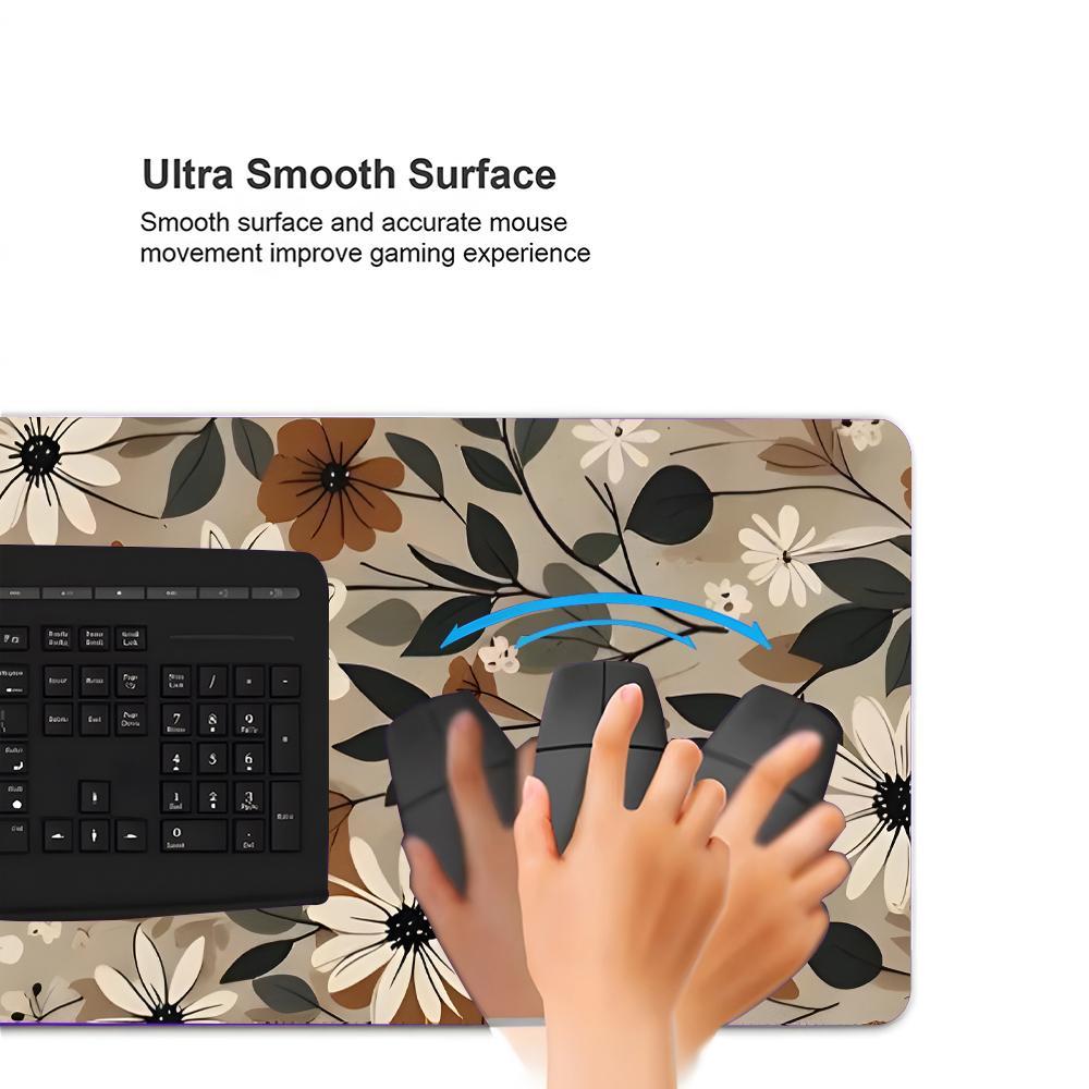 Floral Pattern Mouse Pad, Rectangle Gaming Mouse Pad, Non-slip Rubber Base Mousepad, Office Desk Keyboard Mouse Mat for Home Office Game Room Desk, Desk Accessories