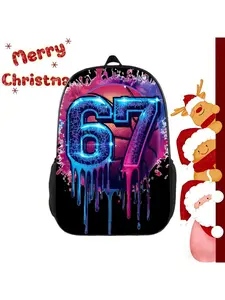 [Vibrant Basketball Backpack] Vibrant 67-Themed Basketball Backpack | 16-Inch Large Capacity | Adjustable Straps for Travel & Hiking