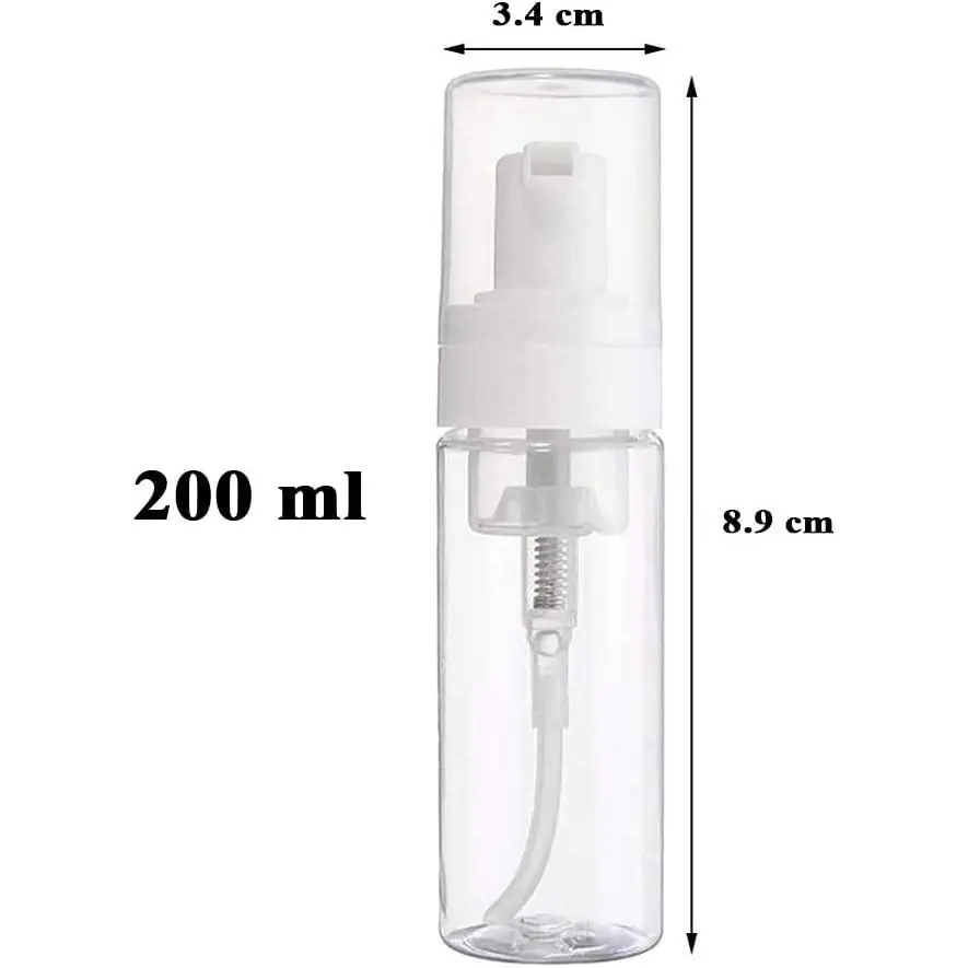 Foaming Dispenser Bottle 7oz Transparent Empty Spray Bottles 2Pcs Plastic Foam Pump Travel Soap Portable 200mlGift