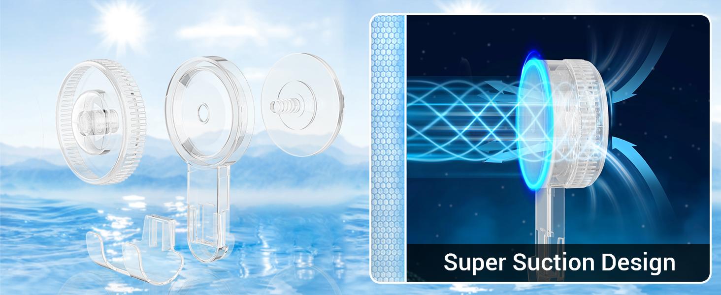 Suction,4 Pack 2razor 2 Single Hook Clear Removable & Reusable Vacuum Suction Hanger Waterproof Hanger Hook for Bathrobe Loofah