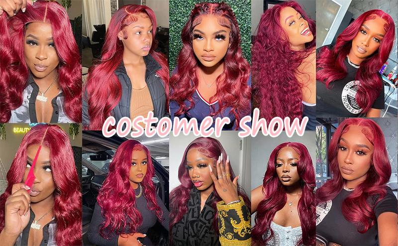 Bling Hair Burgundy 99j Colored Wigs 9x6 7x5 Glueless Body Wave Wigs Human Hair Pre Plucked With Baby Hair Lace Front Wig 180% Density Red Human Hair Wig for Women 30 Inch