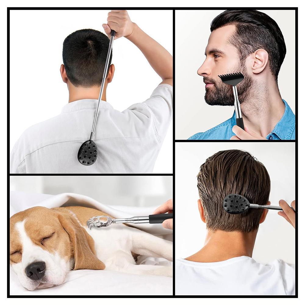 Telescoping Back Scratcher with Detachable Scratching Heads, Dual Sides Scratcher, Bear Claw Rake Scratcher, Multitool for Men & Women