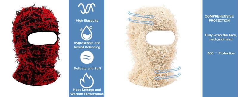 Distressed Full Face Balaclava Ski Mask - Warm, Windproof Knitted Shiesty Mask for Winter Adventures - Fuzzy Comfort for Outdoor Activities