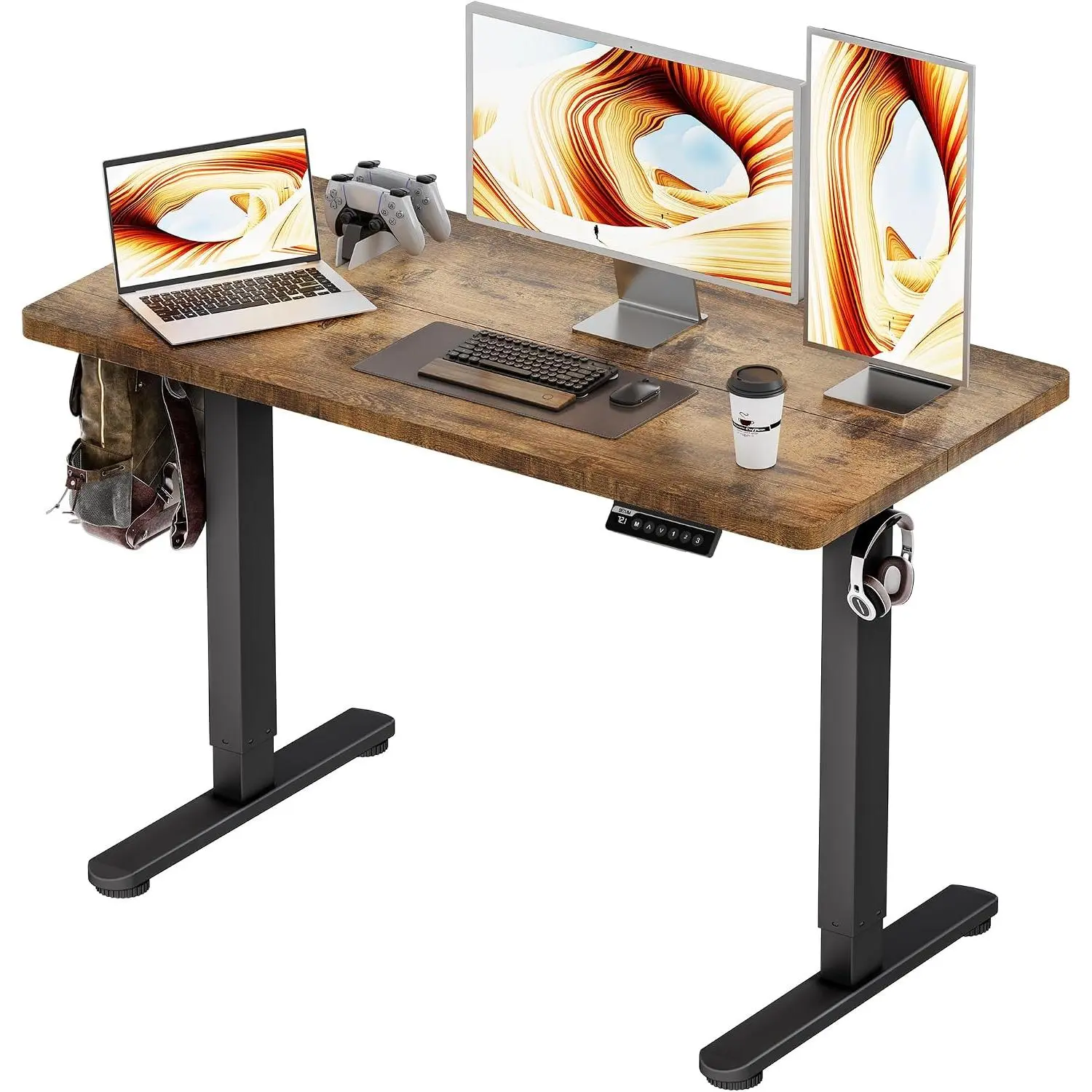 Standing Desk Electric Adjustable  Desk-Stand up Desk Office Gaming  Office Memory Desks 48x24 inches Black Frame/Rustic Brown Top