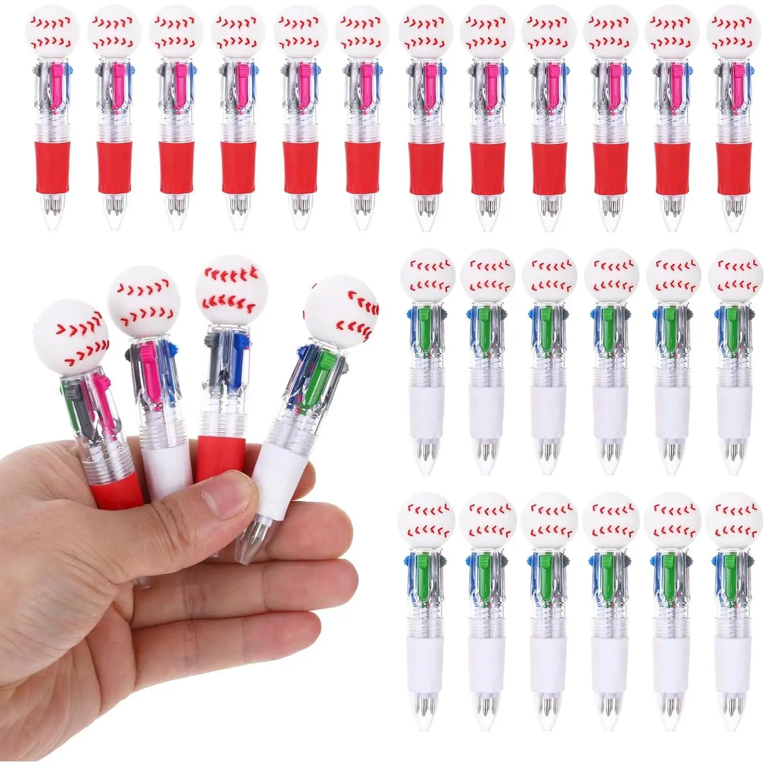 24 count Baseball Party Favors Baseball Pens 0.7mm 4 In 1 Multiple Color Pen Ballpoint Pen Novelty Gifts For Birthday Teacher Office  Lover Fan Gifts Goodie Bags Stuffers Party Supplies