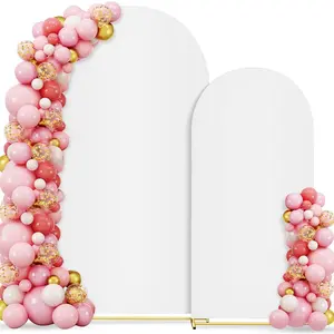 Metal Arch Backdrop Stand Cover, 7.2FT+6FT Wedding Arch Cover,  Wedding Arch Backdrop Stand Cover Set of 2, Balloon Arch Backdrop Cover for Wedding Birthday Party  Shower