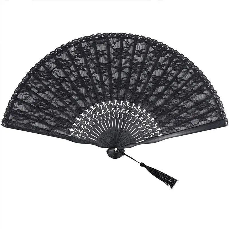 Antique Cheongsam Lace Fan, Retro Lolita Style, Dark Department Photo Accessory, Elegant Vintage Design, Perfect for Collectors