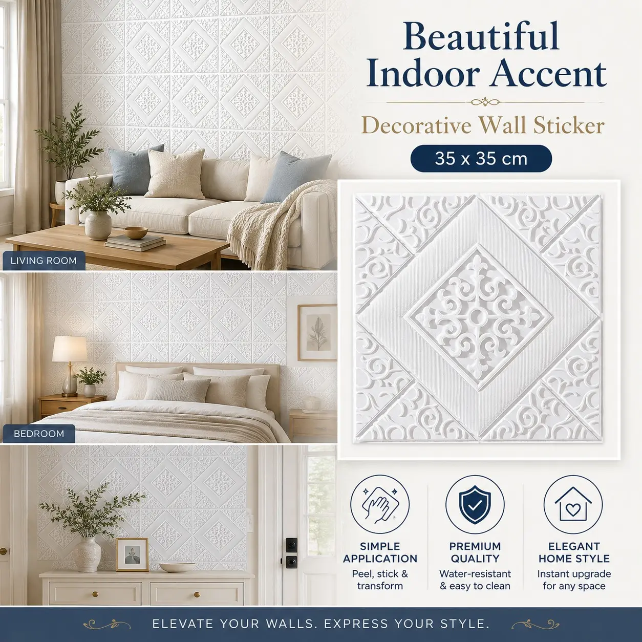 50pcs 35cm Self-Adhesive Wallpaper, Foam Brick Texture Ceiling Decor, Home Decoration Wall Stickers, Kitchen Living Room Background