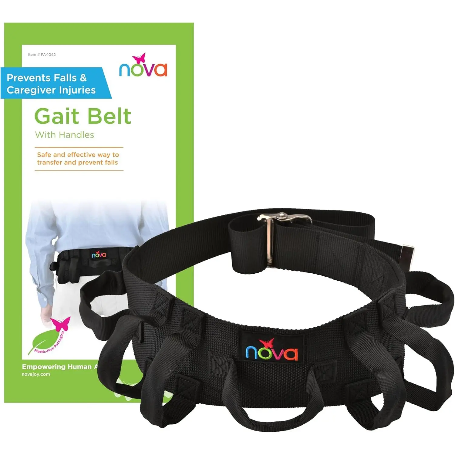 Nylon Strap Gait Belt with Handles - 4 in Wide Work Safety Gear, 300 lb Capacity Patient Lift Aid for Caregivers (Mobility Aid for Transfer & Lift)
