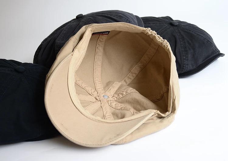Men Big Head Newsboy Cap Peaky Hat Vintage Casual Cotton Cap Solid Berets England Visor Big Gatsby Flat Hat Detective Hats