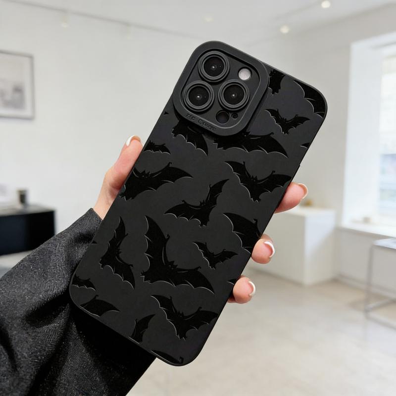 Bat Pattern Phone Case, Shockproof Phone Protective Cover, Halloween Phone Accessories, Phone Accessory Compatible with iPhone 16 15 14 13 12 11 Pro Max Phone Cases and iPhone X/XS MAX, 12 13 Mini, iPhone SE4/16E.