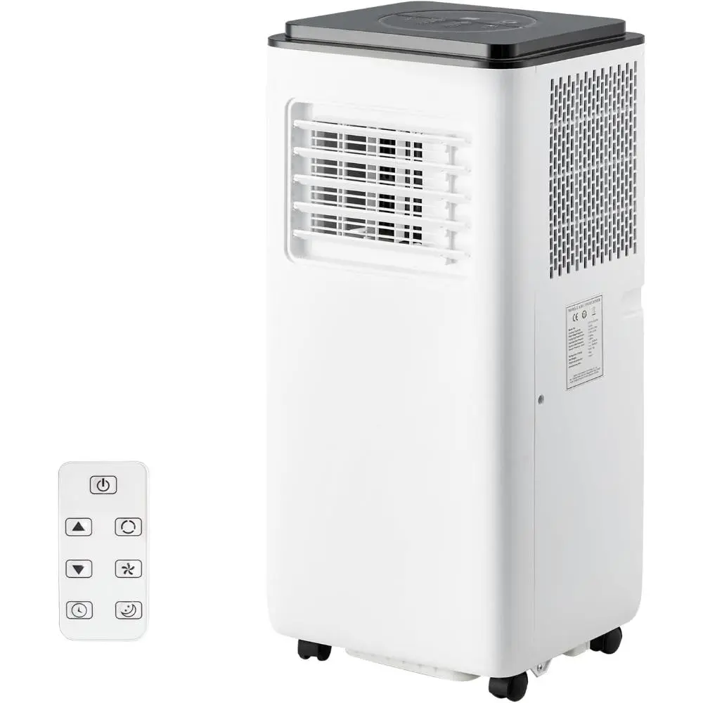 10,000 Btu Residential Portable Air Conditioner-Dehumidifier, 110V, Immediate Cooling, LED Display, Quiet 3-in-1 Unit for 450 Sq.Ft Rooms, 3 Speeds, Auto Swing, 24-Hour Timer, Remote Control, Installation Kits
