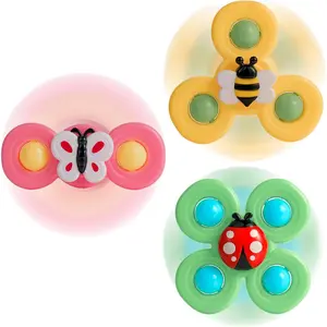 3PCS Suction Cup Spinner Toys for Babies, Fidget Spinners Sensory Bath Toys 6 12 18 Months, Airplane Car Travel Essential 1-3 Year Old Boy Girl Birthday Gift for Babyfidget toys