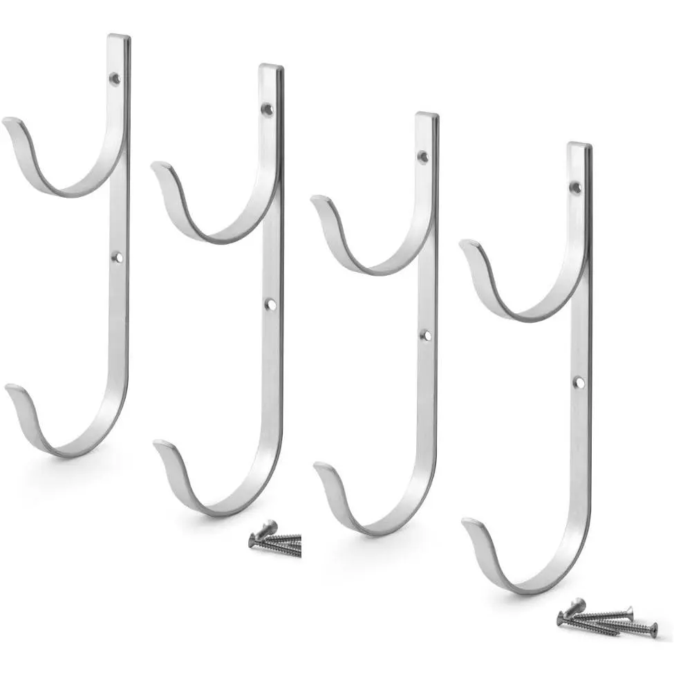 Premium 4pc Aluminium Pool Pole Hanger Set - Ideal Hooks for Telescopic Poles, Skimmers, Leaf Rakes, Nets, Brushes, Vacuum Hose, Garden Tools & Swimming Pool Accessories