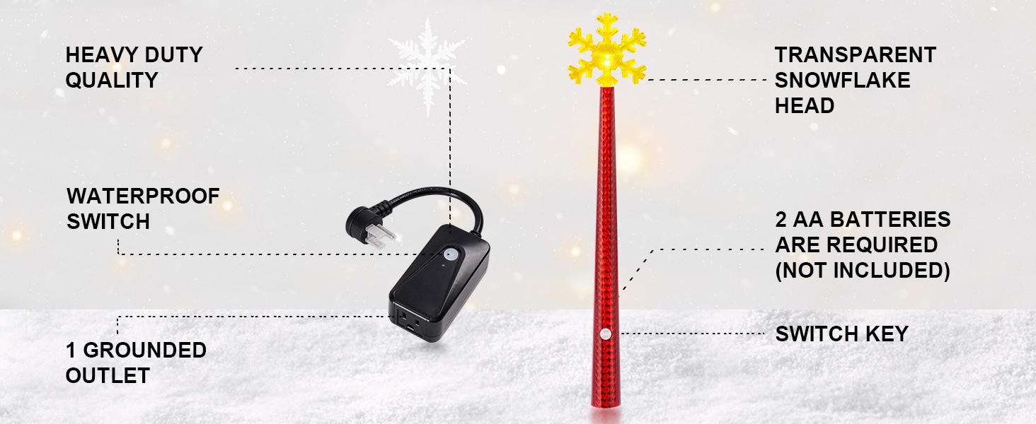 Wireless Remote Control Outlet Magic Wand Christmas Light with Music Light Switch for Christmas Tree Snowflake Ornaments Red Decor Ideal for Holiday Celebrations Led Lantern Decoration Magical