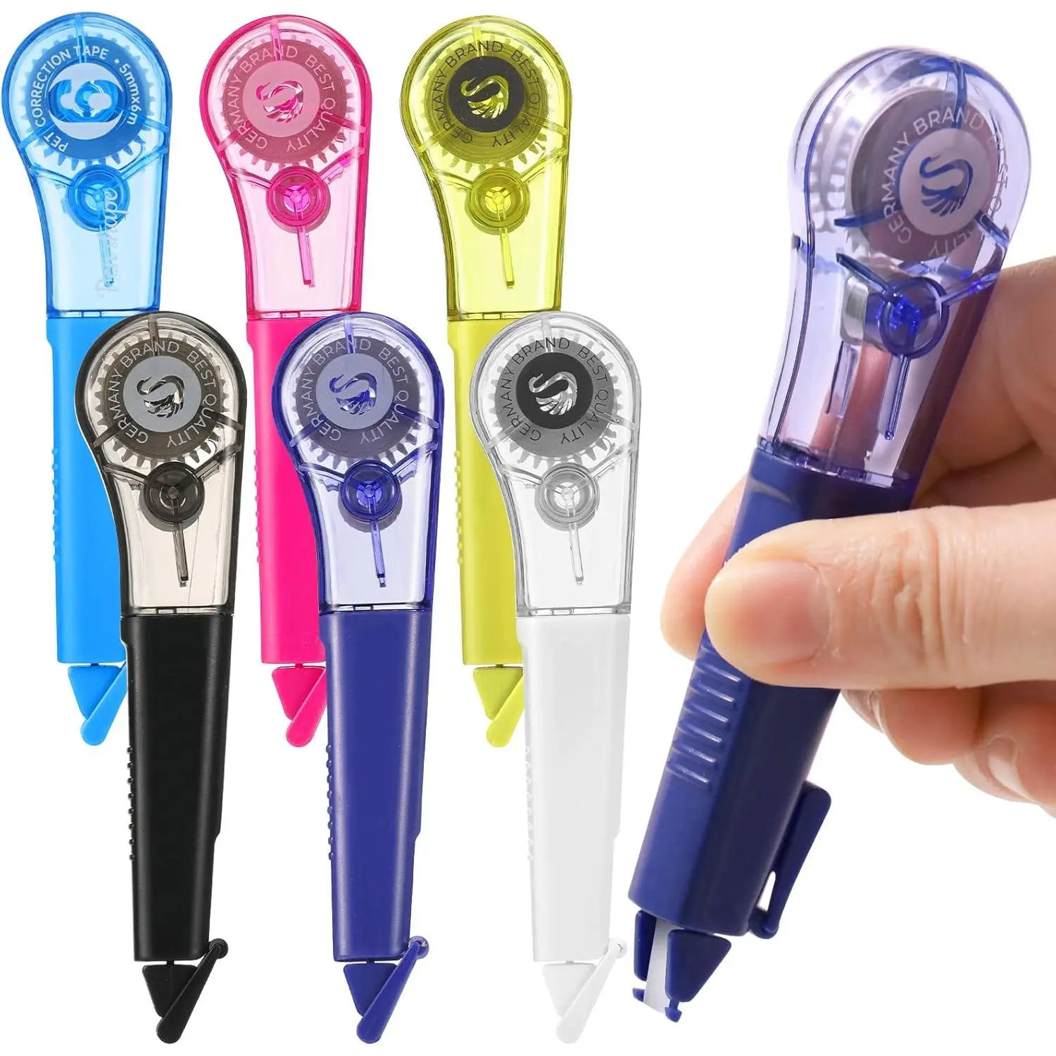 6 Pack Pen-Style Correction Tape Pens, 19.69ft Each Comfortable Correction Tape Smooth  Dry Application for Students School Office Supplies
