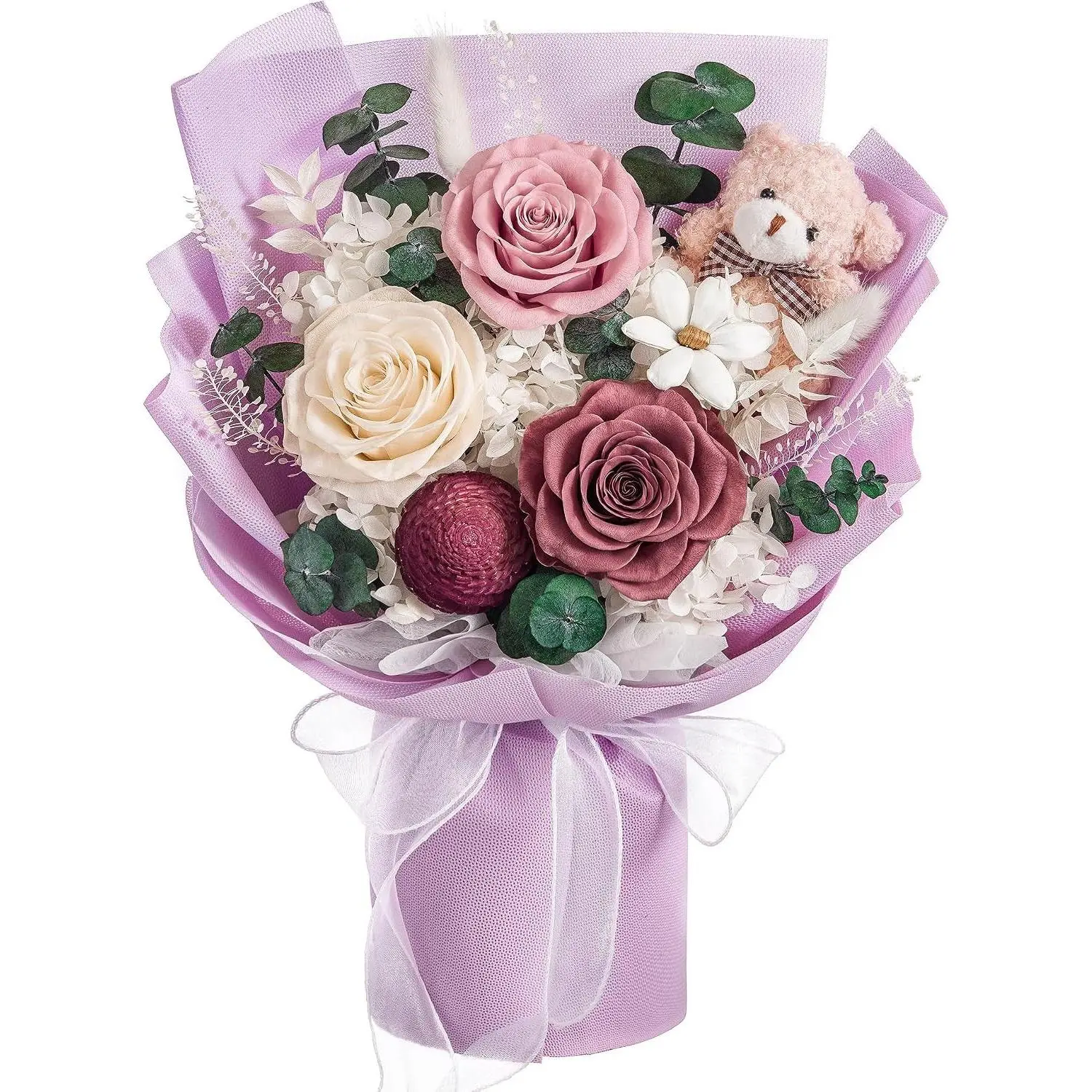 Purple Preserved Roses Bouquet - Real Flowers That Last Over a Year, Gift Box, Zero Maintenance, Perfect for Mother's Day, Valentine's Day, Graduation, Gift for Her, Prime DeliveryGift
