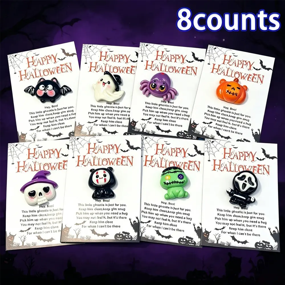 Halloween Theme Pocket Hug Cards Set, Emotional Support Cards with Cute Bat/ghost/spider/skeleton Decorations, Self-Adhesive Halloween Gifts