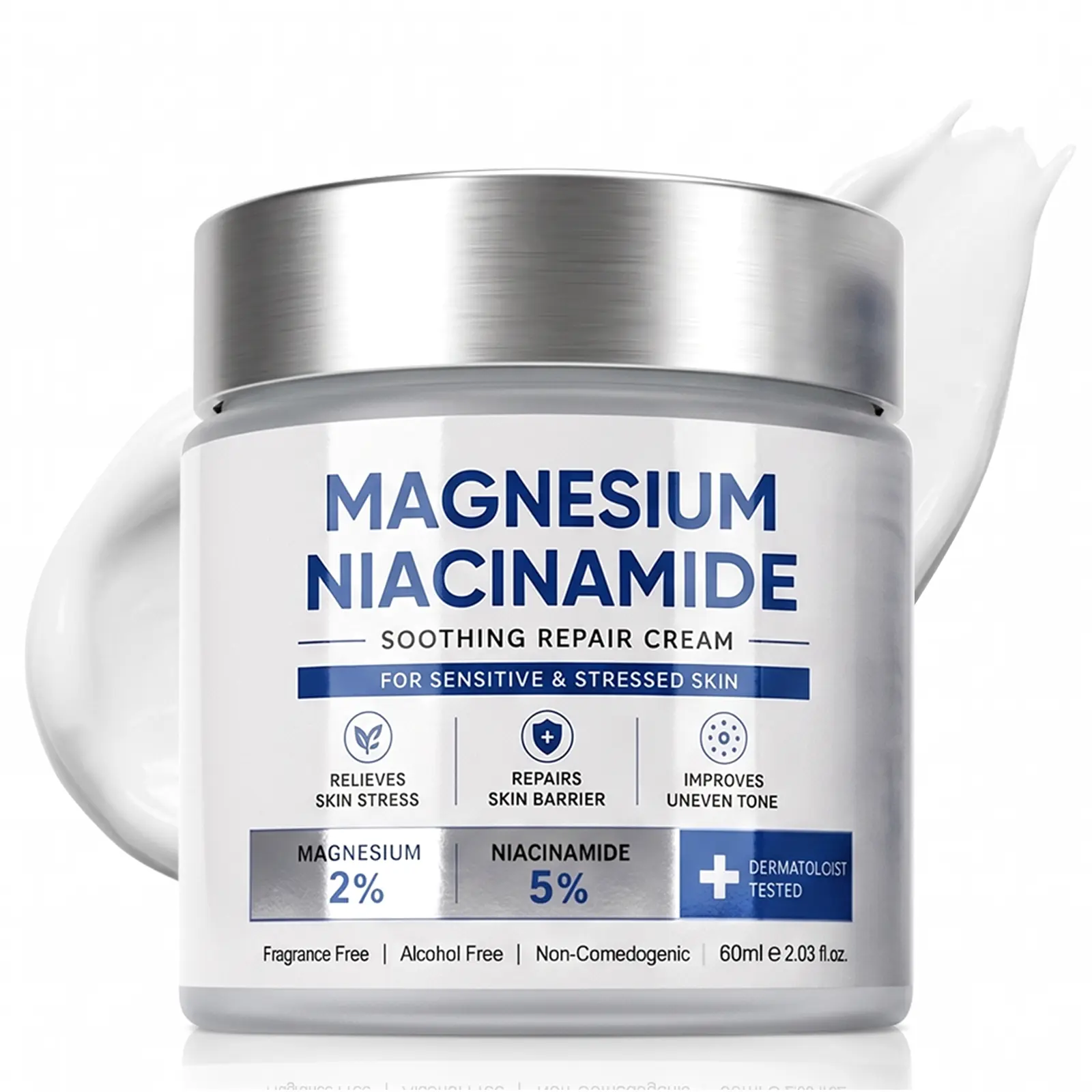 Magnesium Niacinamide Cooling Relief Cream - Fast-Acting, Skin-Friendly, Non-Toxic Body Moisturizer for Joints & Legs, Lightweight, Non-Greasy, Hydrates, Relieves Stress for Sensitive & Stressed Skin
