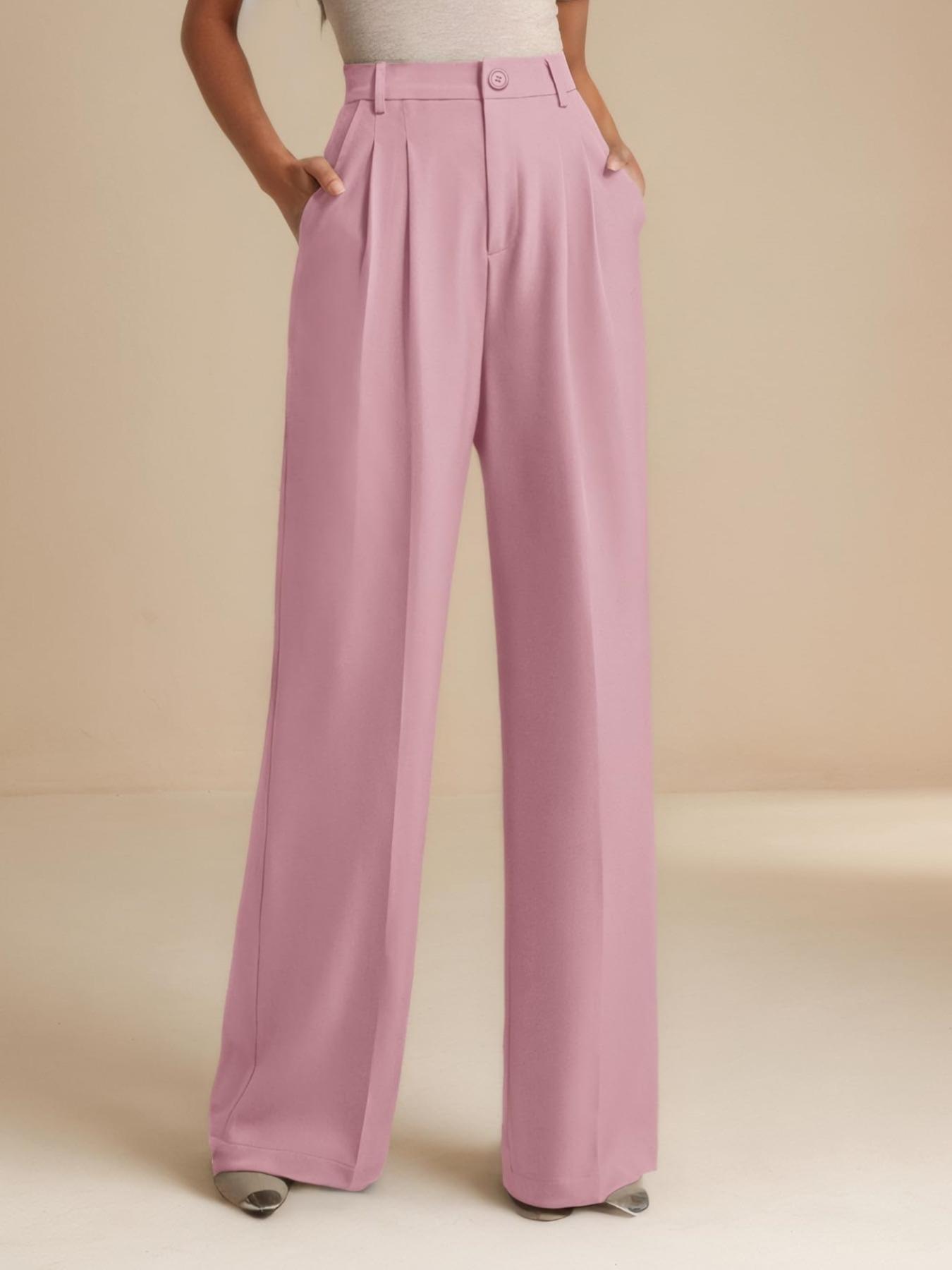 Women's Solid Pocket Pants, Comfortable Trousers, Casual Minimalist Trousers for Work Office Daily Wear, Women's Bottoms for All Seasons, Casual Fashion Pants